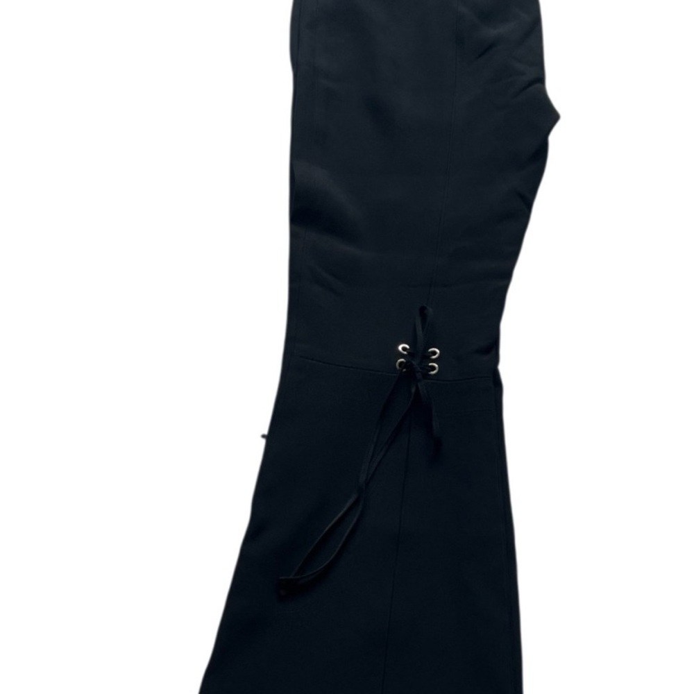 Alexander McQueen Lace-Up Flare Pants Elegant Black Dress Pants - Picture 2 of 9